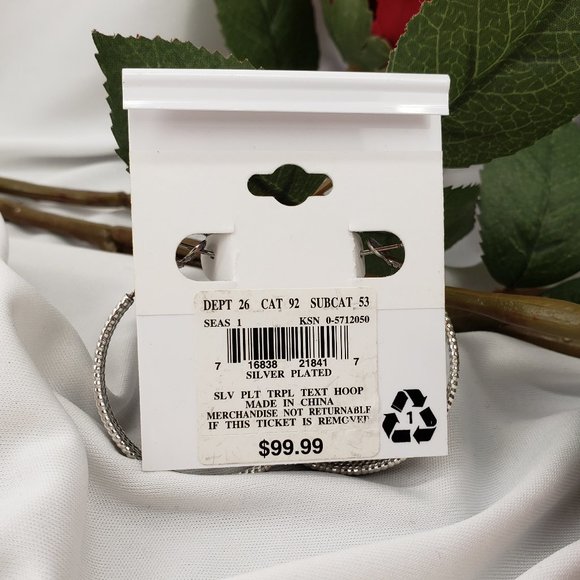 Silver Plated Hoop Earrings NWT - Picture 3 of 3